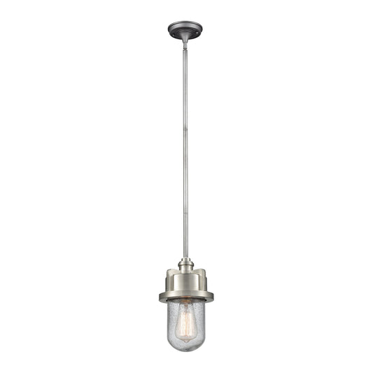 ELK SHOWROOM 16501/1 Briggs 1-Light Mini Pendant in Weathered Zinc and Satin Nickel with Seedy Glass