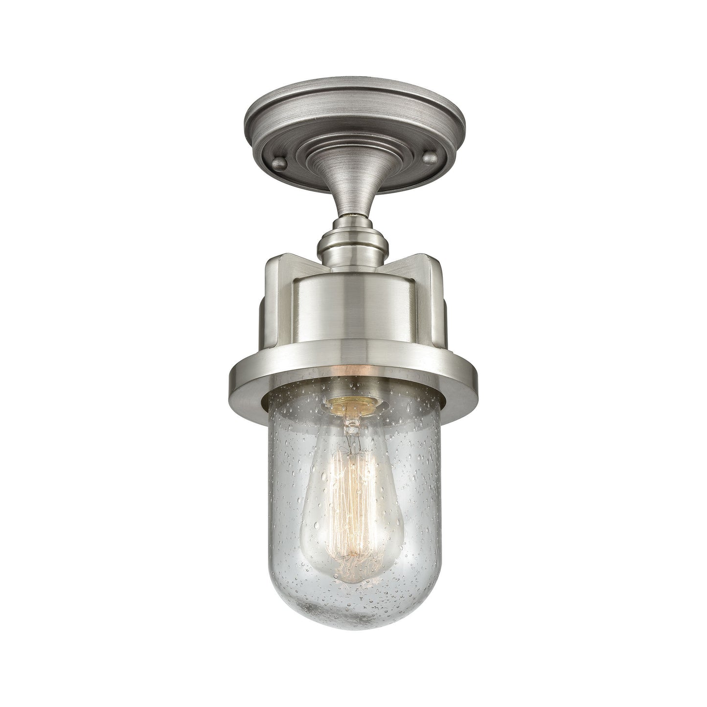 ELK SHOWROOM 16501/1 Briggs 1-Light Mini Pendant in Weathered Zinc and Satin Nickel with Seedy Glass