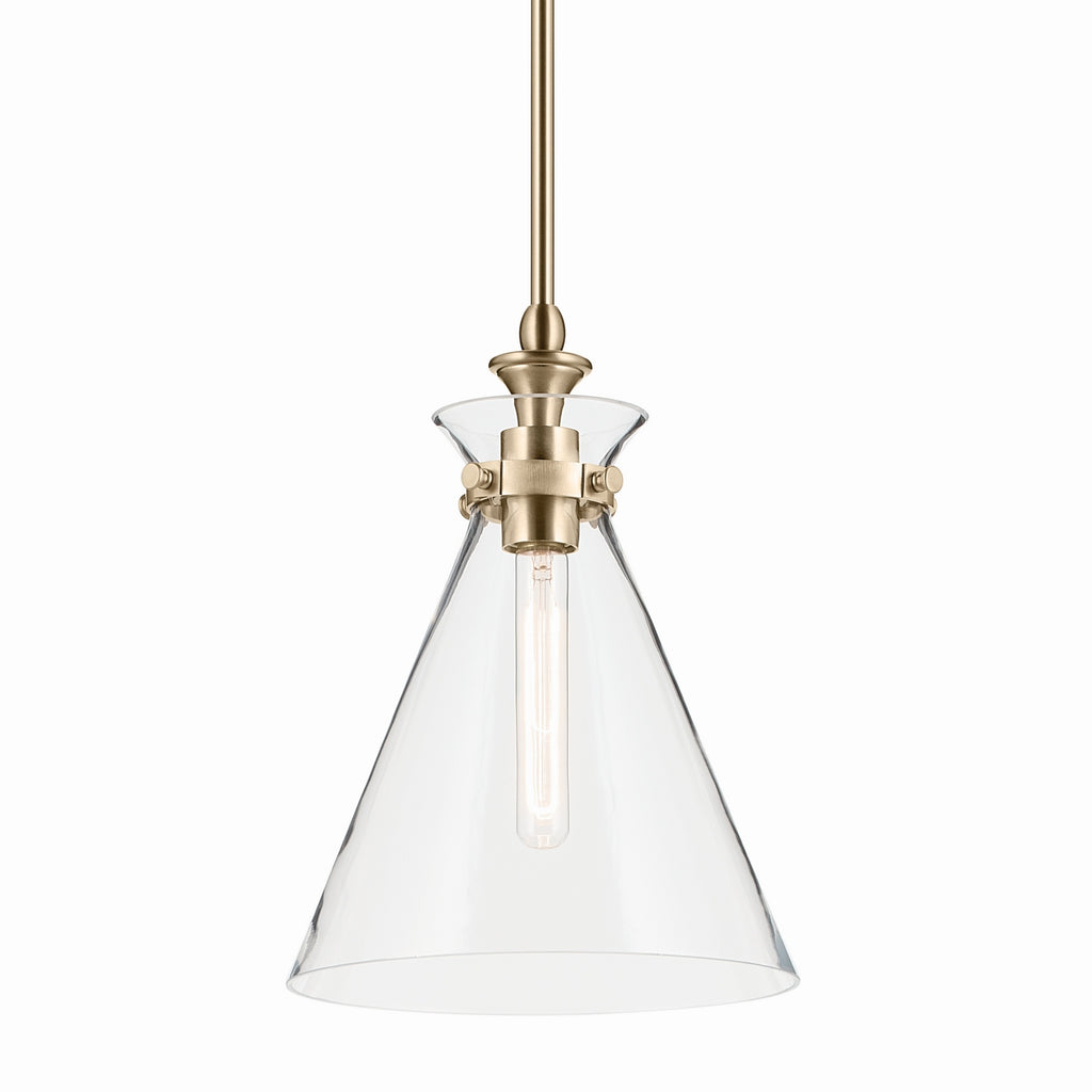 KICHLER 52774CPZCLR Laria 10.5 Inch 1 Light Pendant With Clear Glass In Champagne Bronze