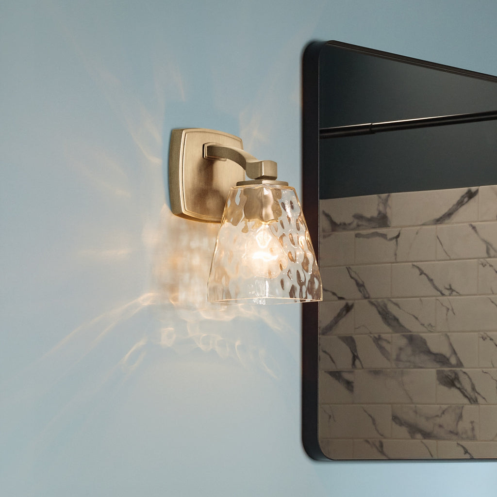 KICHLER 55214CPZWTR Marant 9.5" 1-Light Wall Sconce With Clear Water Glass In Champagne Bronze