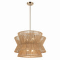 KICHLER 52735CPZ Ophira 28 Inch 4 Light Pendant With Jute Shade In Champagne Bronze