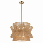 KICHLER 52735CPZ Ophira 28 Inch 4 Light Pendant With Jute Shade In Champagne Bronze