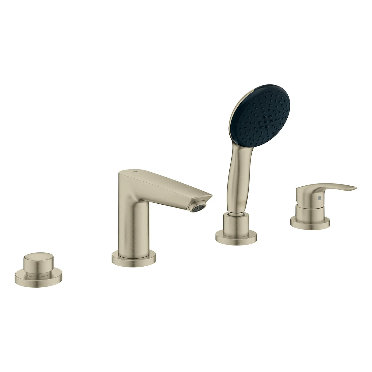GROHE 25277EN3 Eurosmart 4-Hole Single Handle Deck Mount Roman Tub Faucet with 1.5 gpm Hand Shower - Brushed Nickel