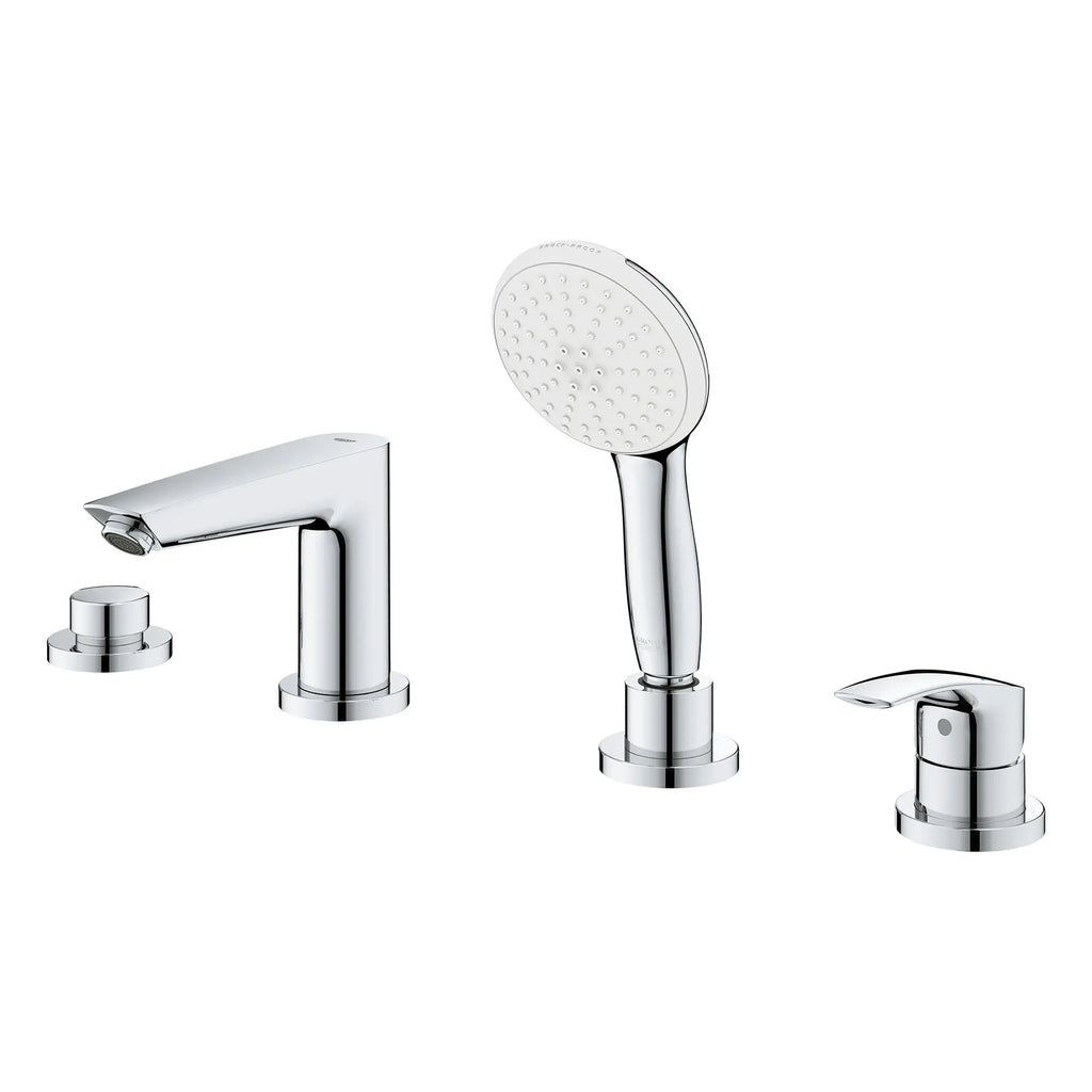 GROHE 25277003 Eurosmart 4-Hole Single Handle Deck Mount Roman Tub Faucet with 1.5 gpm Hand Shower - Chrome