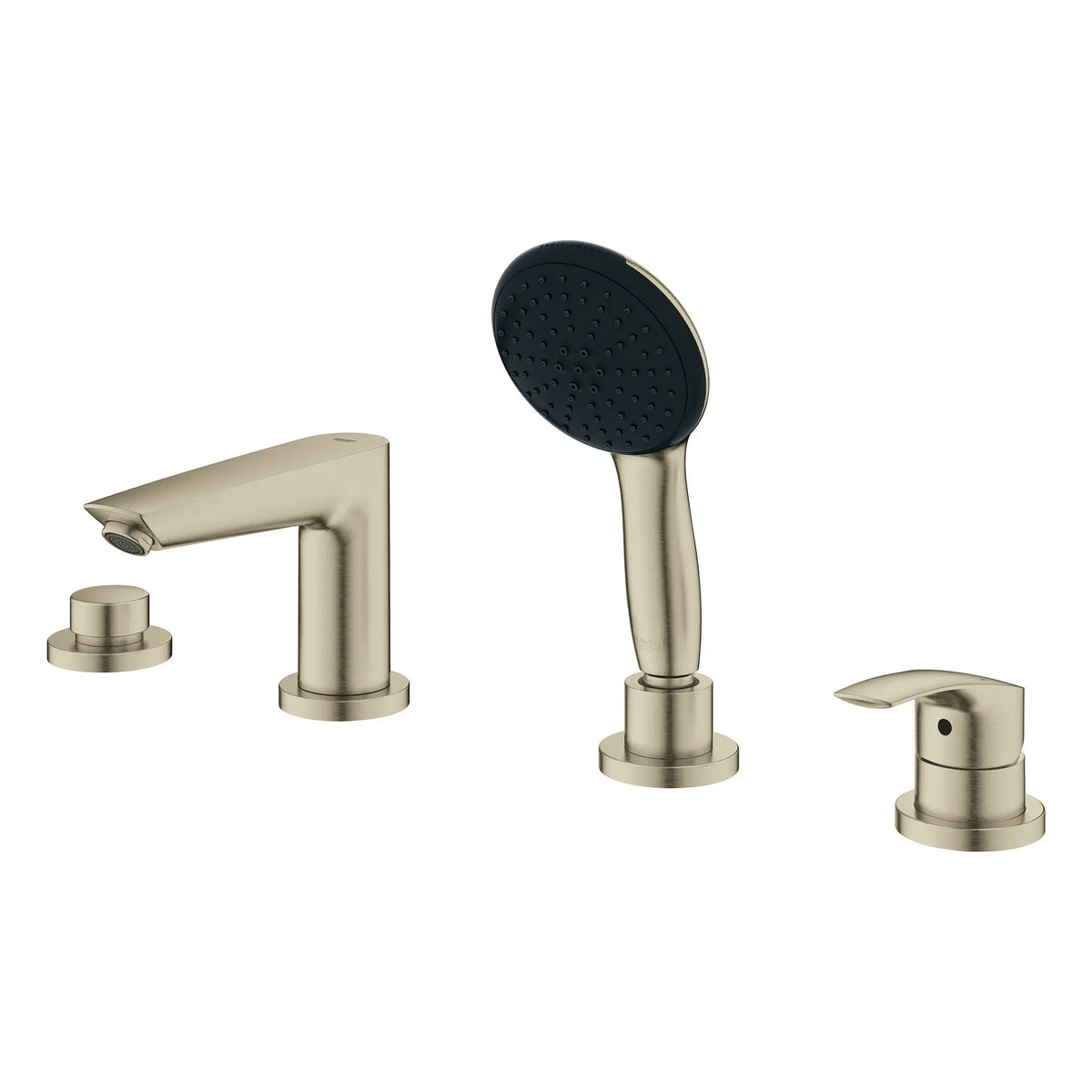 GROHE 25277EN3 Eurosmart 4-Hole Single Handle Deck Mount Roman Tub Faucet with 1.5 gpm Hand Shower - Brushed Nickel