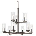 KICHLER 44014OZ Crosby 32.5" 9-Light 2-Tier Chandelier With Clear Glass In Olde Bronze