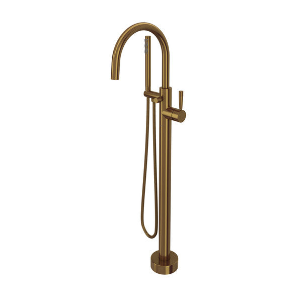 ROHL TMB06HF1LMFB Knurled Single Hole Floor Mount Tub Filler Trim In French Brass