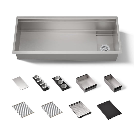 KOHLER 37907-PAP-NA Synthos 45-3/4" undermount single-bowl workstation kitchen sink  -  Stainless Steel