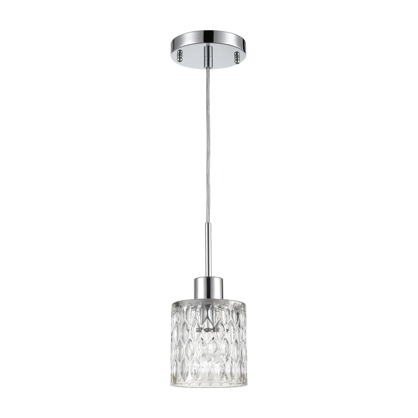 ELK SHOWROOM 17424/1 Ezra 1-Light Mini Pendant in Polished Chrome with Textured Clear Crystal