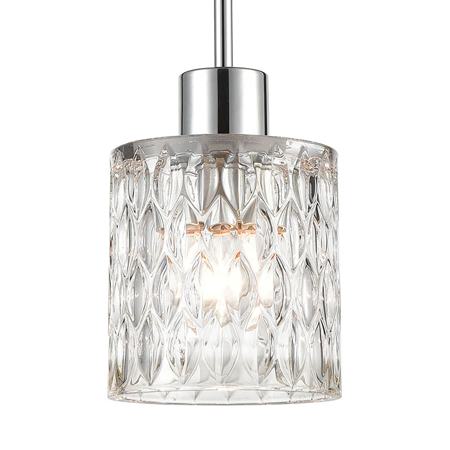 ELK SHOWROOM 17424/1 Ezra 1-Light Mini Pendant in Polished Chrome with Textured Clear Crystal