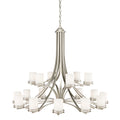KICHLER 1873NI Hendrik 41.5" 18 Light 2 Tier Chandelier With Satin Etched Cased Opal Glass Brushed Nickel
