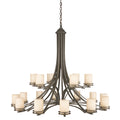 KICHLER 1873OZ Hendrik 41.5" 18 Light 2 Tier Chandelier With Light Umber Etched Glass Olde Bronze