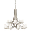 KICHLER 1675NI Hendrik 15 36" Light Chandelier With Satin Etched Cased Opal Glass Brushed Nickel