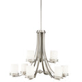 KICHLER 1674NI Hendrik 25.75" 9 Light Chandelier With Satin Etched Cased Opal Glass Brushed Nickel
