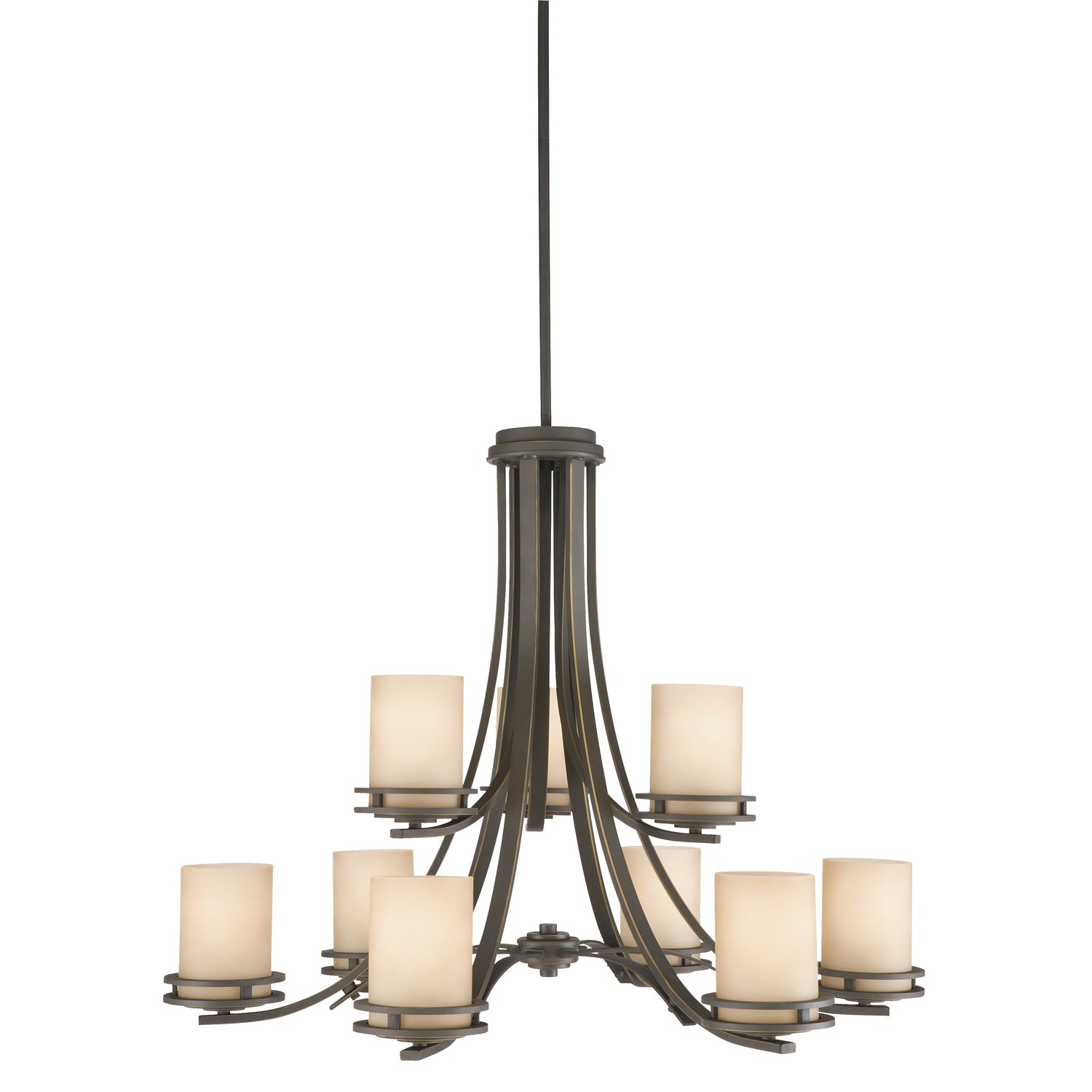 KICHLER 1674OZ Hendrik 25.75" 9 Light Chandelier With Light Umber Etched Glass Olde Bronze