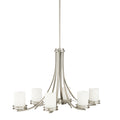KICHLER 1673NI Hendrik 22.75" 6 Light Chandelier With Satin Etched Cased Opal Glass Brushed Nickel