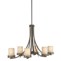 KICHLER 1673OZ Hendrik 22.75" 6 Light Chandelier With Light Umber Etched Glass Olde Bronze