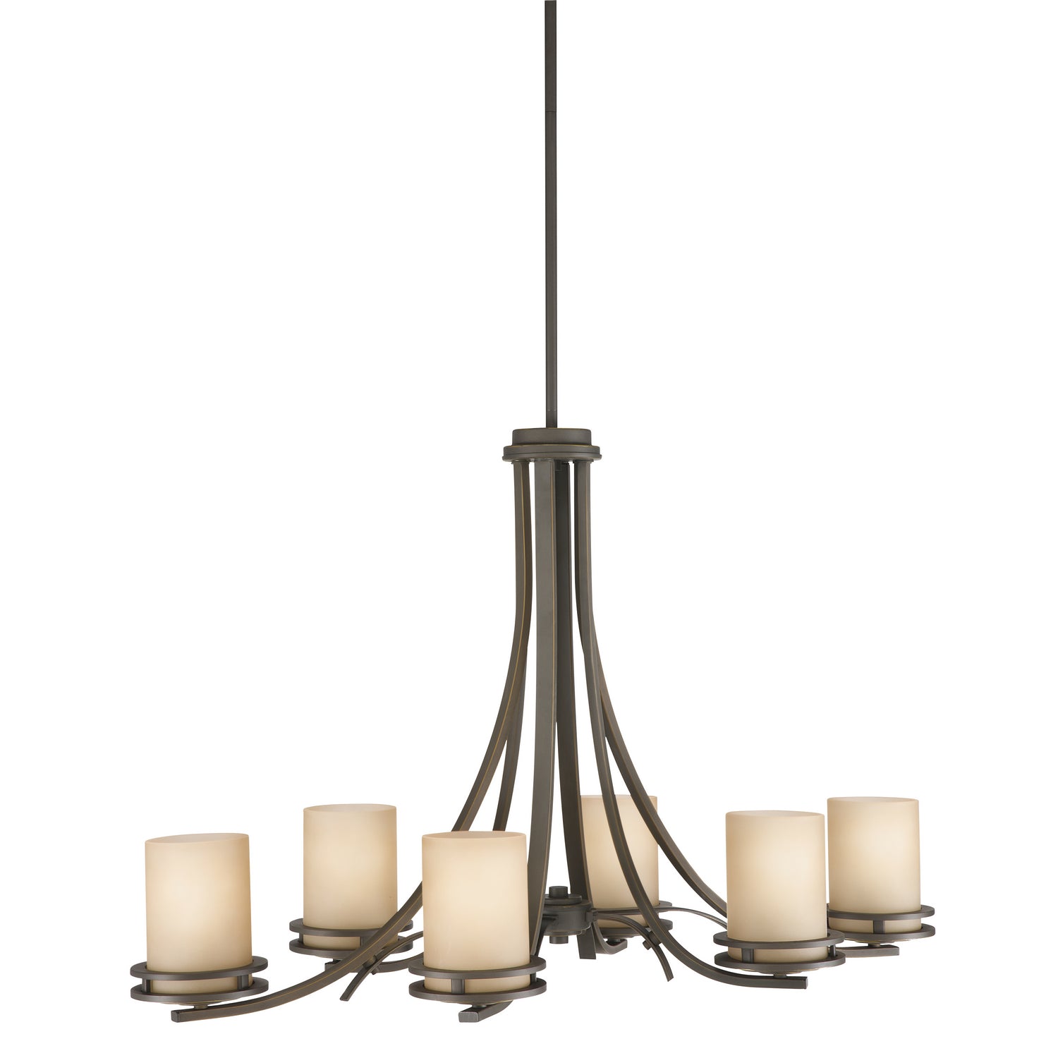KICHLER 1673OZ Hendrik 22.75" 6 Light Chandelier With Light Umber Etched Glass Olde Bronze