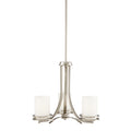 KICHLER 1671NI Hendrik 16.75" 3 Light Chandelier With Satin Etched Cased Opal Glass Brushed Nickel
