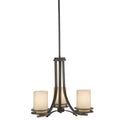 KICHLER 1671OZ Hendrik 16.75" 3 Light Chandelier With Light Umber Etched Glass Olde Bronze