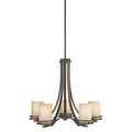 KICHLER 1672OZ Hendrik 21.5" 5 Light Chandelier With Light Umber Etched Glass Olde Bronze