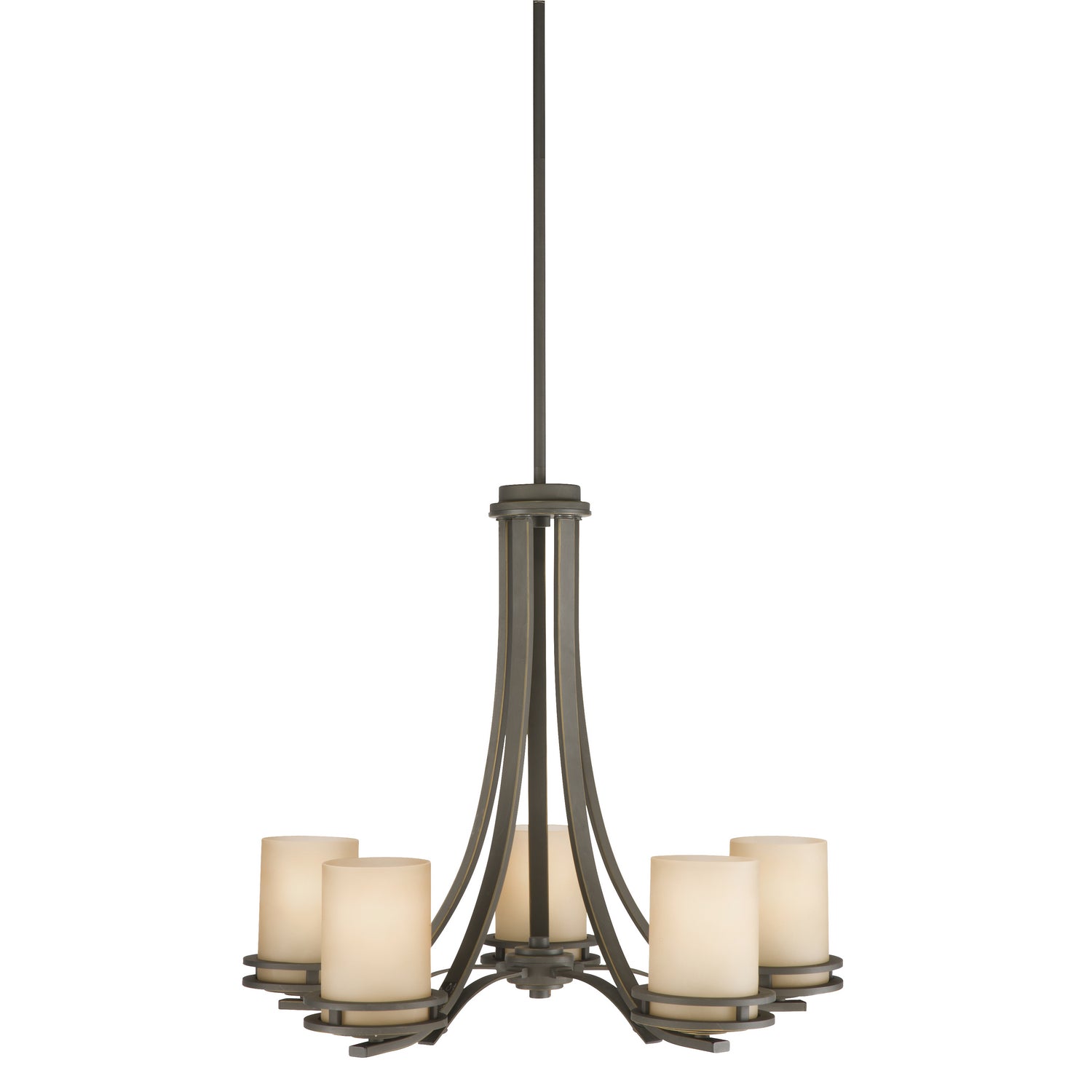 KICHLER 1672OZ Hendrik 21.5" 5 Light Chandelier With Light Umber Etched Glass Olde Bronze