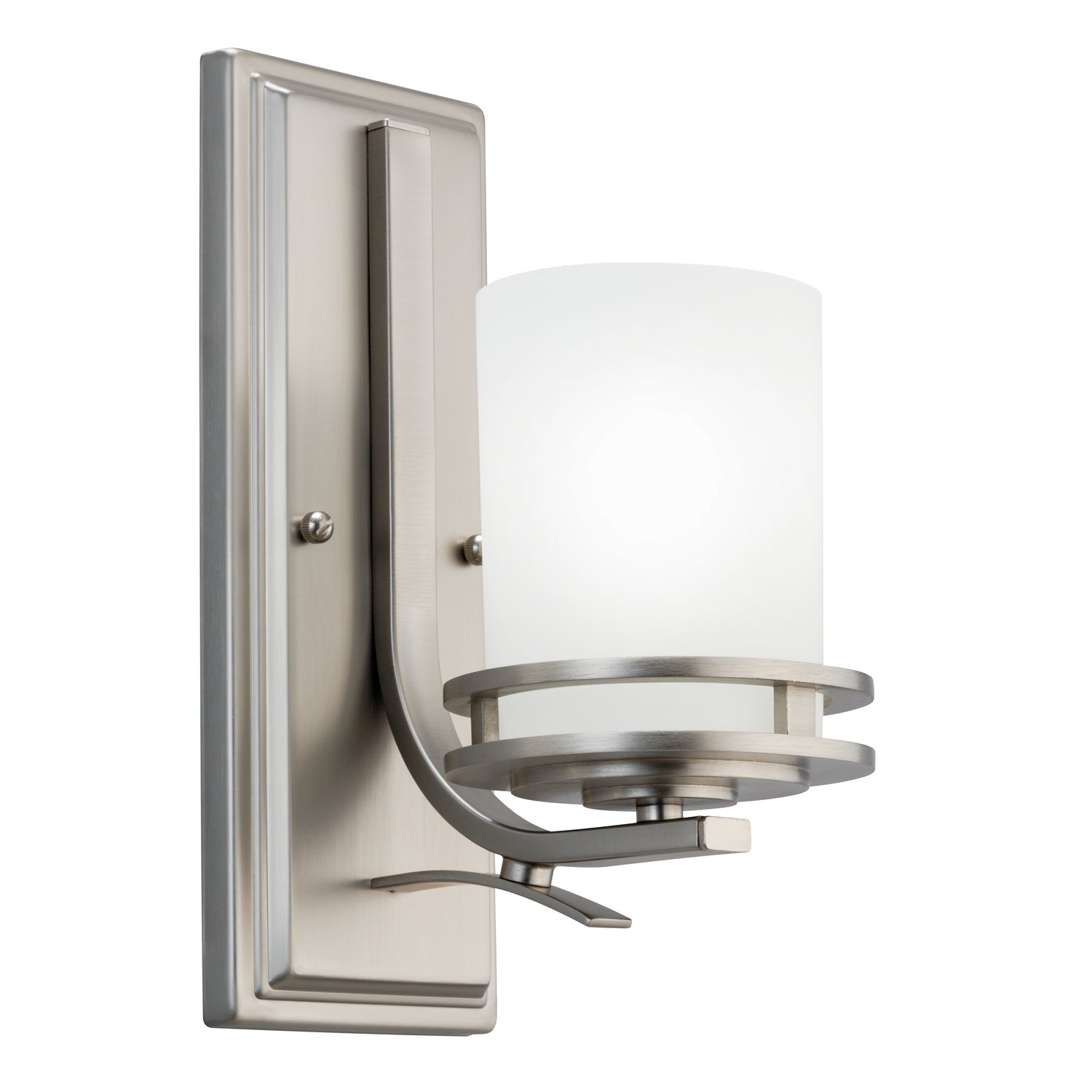 KICHLER 5076NI Hendrik 12" 1 Light Wall Sconce With Satin Etched Cased Opal Glass Brushed Nickel