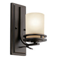 KICHLER 5076OZ Hendrik 12" 1 Light Wall Sconce With Light Umber Etched Glass Olde Bronze