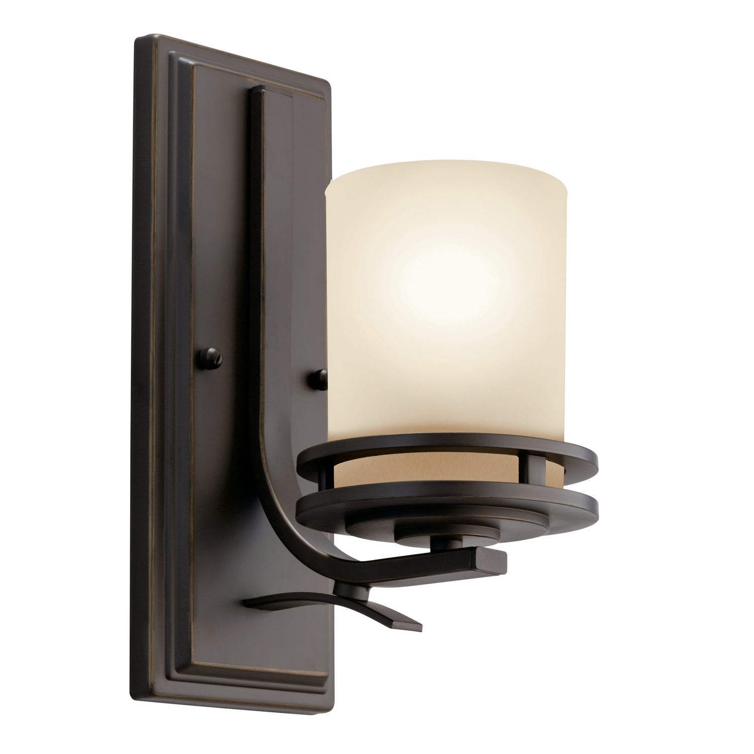 KICHLER 5076OZ Hendrik 12" 1 Light Wall Sconce With Light Umber Etched Glass Olde Bronze