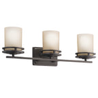 KICHLER 5078OZ Hendrik 24" 3 Light Vanity Light With Light Umber Etched Glass Olde Bronze