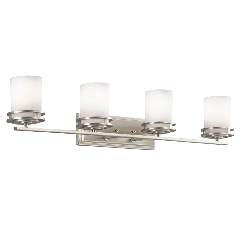 KICHLER 5079NI Hendrik 33.75" 4 Light Vanity Light With Satin Etched Cased Opal Brushed Nickel