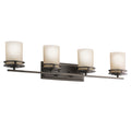 KICHLER 5079OZ Hendrik 33.75" 4 Light Vanity With Light Umber Etched Glass Olde Bronze