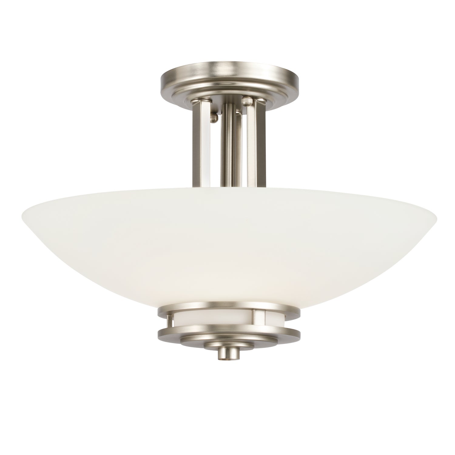 KICHLER 3674NI Hendrik 15" 2 Light Semi Flush With Satin Etched Cased Opal Glass Brushed Nickel