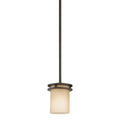 KICHLER 3475OZ Hendrik 7.5" 1 Light Mini Pendant With Light Umber Etched Glass Olde Bronze