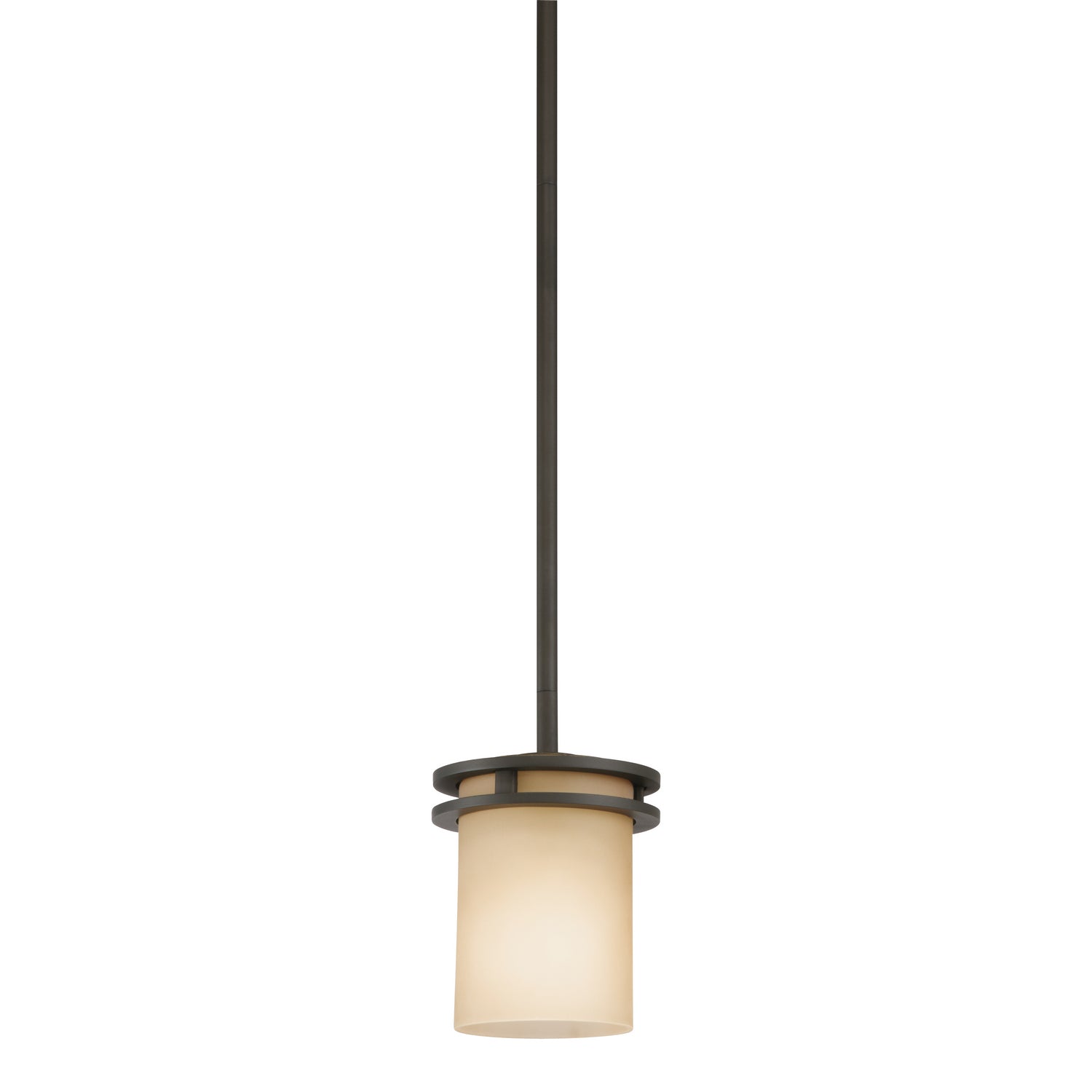 KICHLER 3475OZ Hendrik 7.5" 1 Light Mini Pendant With Light Umber Etched Glass Olde Bronze