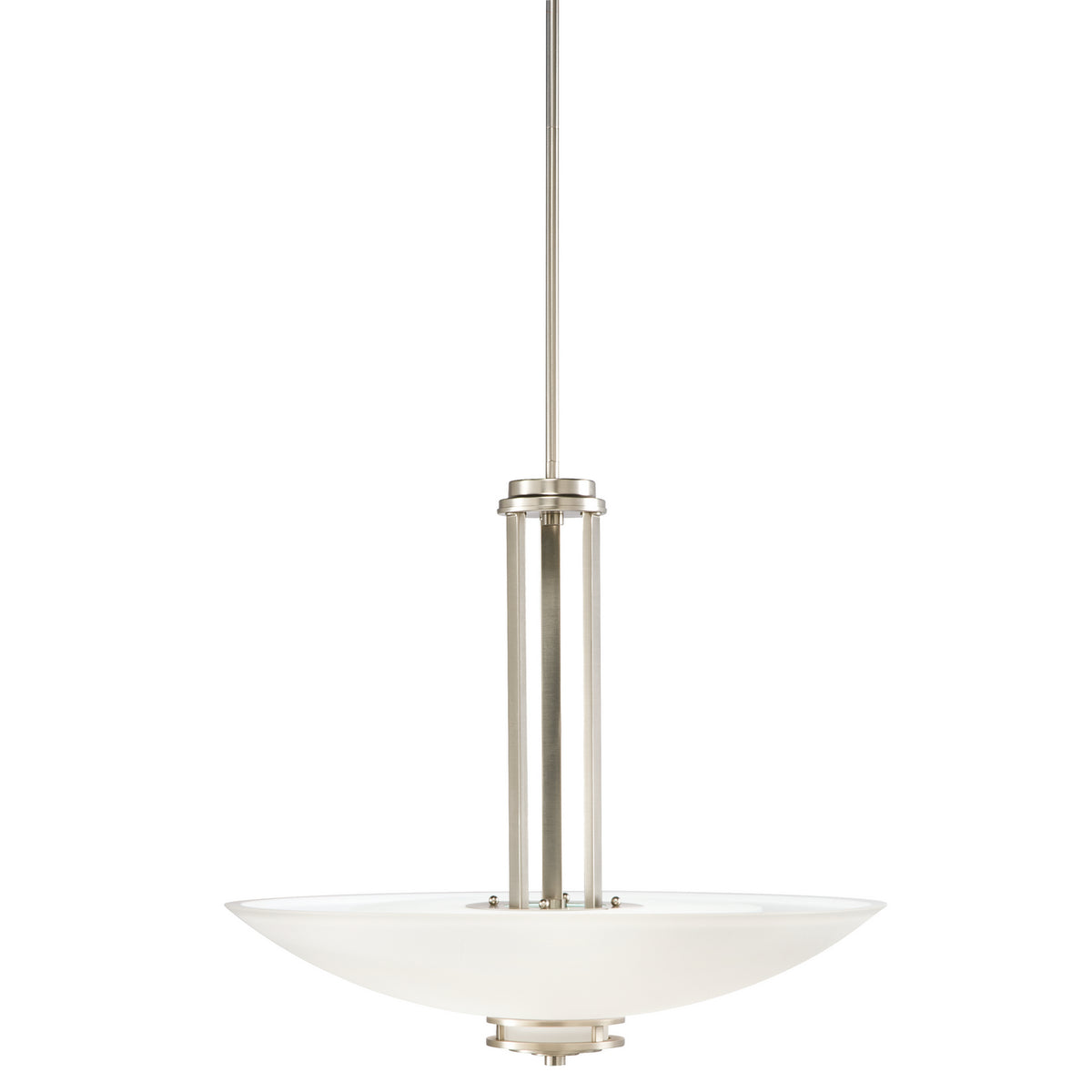 KICHLER 3275NI Hendrik 22" 3 Light Inverted Pendant with Satin Etched Cased Opal Glass Brushed Nickel