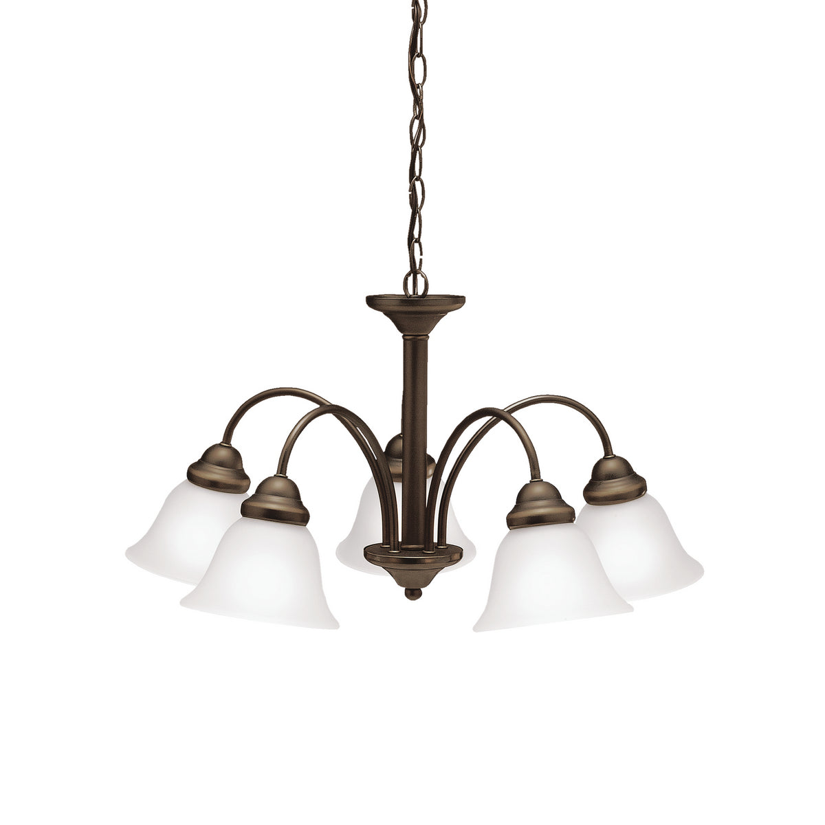 KICHLER 2093OZ Wynberg 13.75" 5 Light Chandelier With Satin Etched Glass In Olde Bronze
