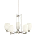 KICHLER 1896NI Eileen 16.5" 5 Light Chandelier With Satin Etched Cased Opal Glass In Brushed Nickel