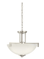 KICHLER 3797NI Eileen 14.5" 3 Light Convertible Inverted Pendant Or Semi Flush With Satin Etched Cased Opal Glass In Brushed Nickel