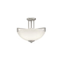 KICHLER 3797NI Eileen 14.5" 3 Light Convertible Inverted Pendant Or Semi Flush With Satin Etched Cased Opal Glass In Brushed Nickel