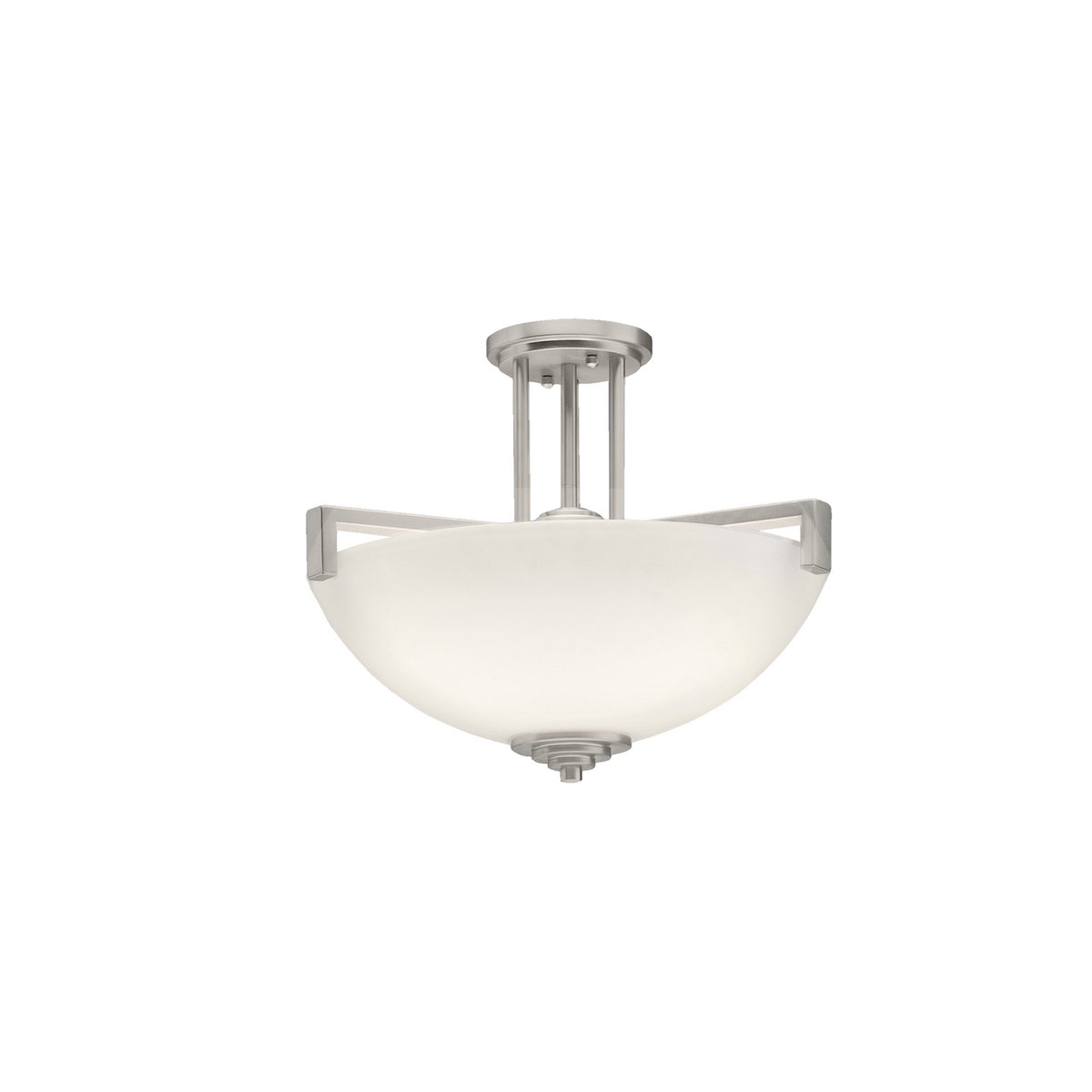 KICHLER 3797NI Eileen 14.5" 3 Light Convertible Inverted Pendant Or Semi Flush With Satin Etched Cased Opal Glass In Brushed Nickel