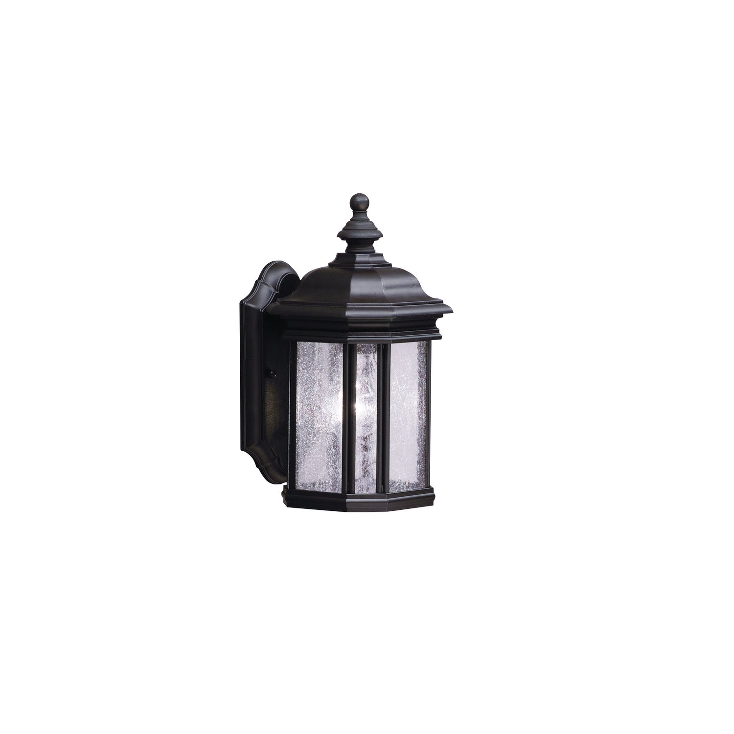 KICHLER 9028BK Kirkwood 13" 1 Light Outdoor Wall Light With Clear Seeded Glass In Black
