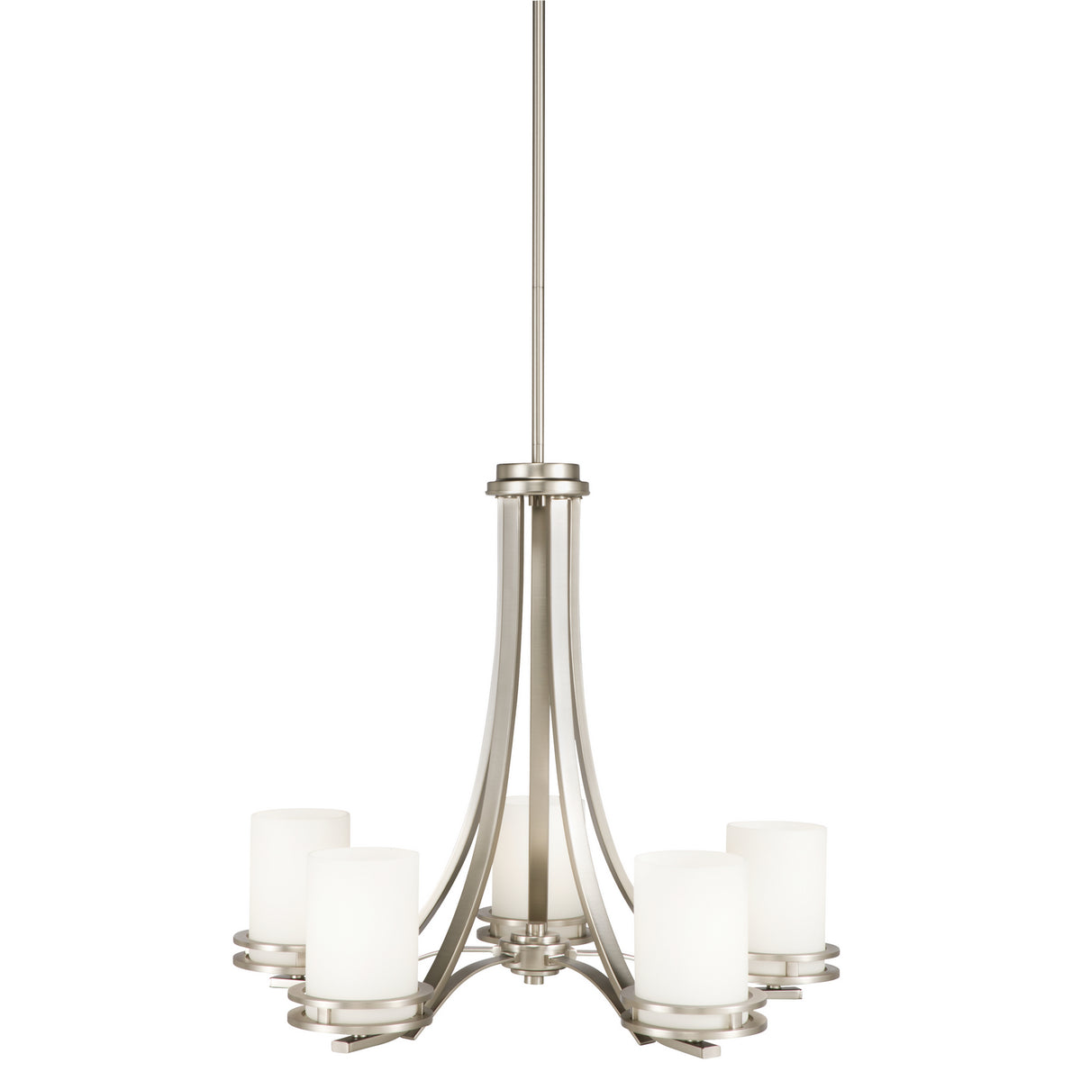 KICHLER 1672NI Hendrik 21.5" 5 Light Chandelier With Satin Etched Cased Opal Glass Brushed Nickel