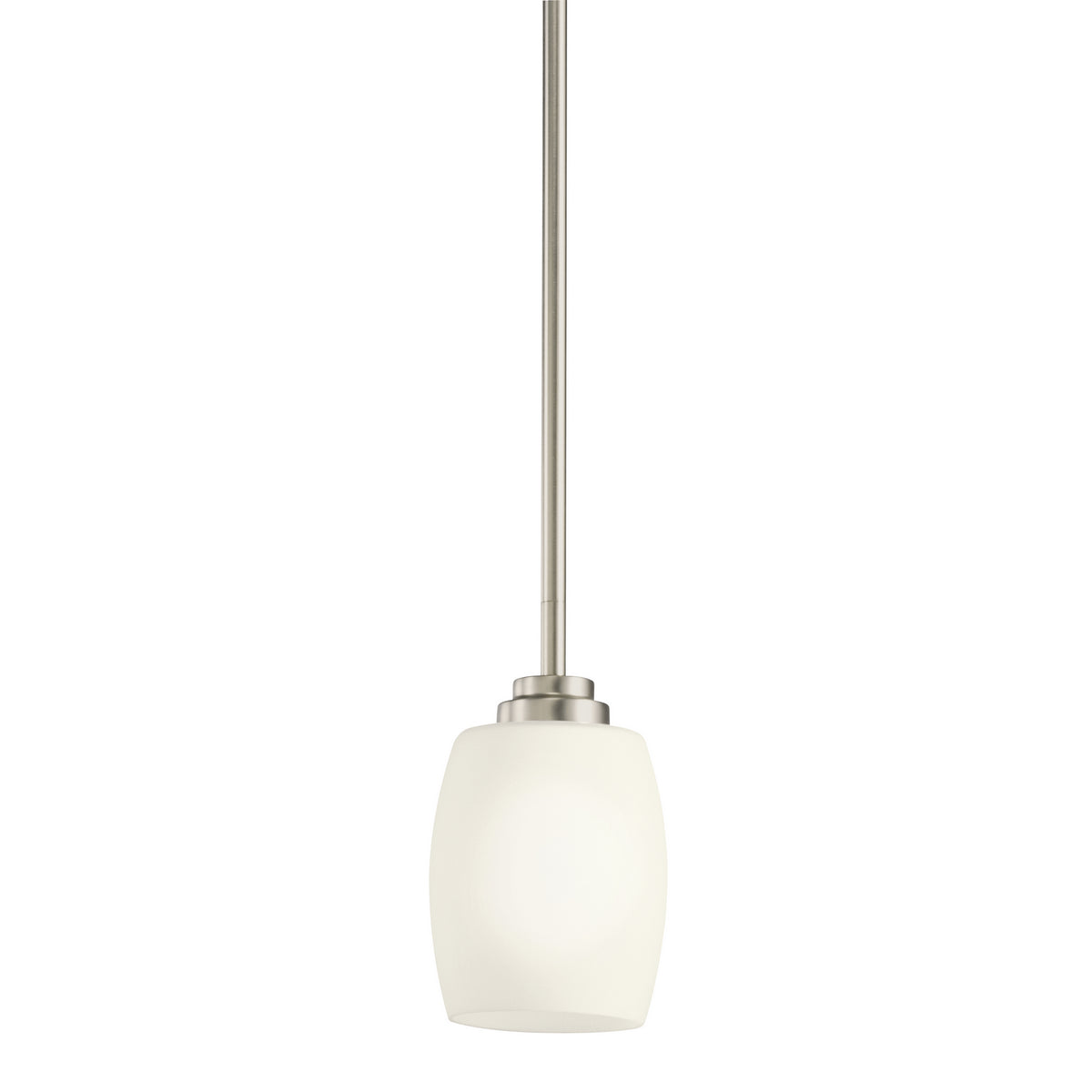 KICHLER 3497NI Eileen 8" 1 Light Mini Pendant With Satin Etched Cased Opal Glass In Brushed Nickel