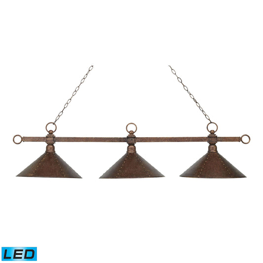 ELK SHOWROOM 182-AC-M2-LED Designer Classics 58'' Wide 3-Light Linear Chandelier - Antique Copper