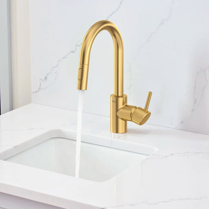 GROHE 31479GN1 Concetto Single-Handle Pull Down Prep Faucet 1.75 GPM - Brushed Cool Sunrise