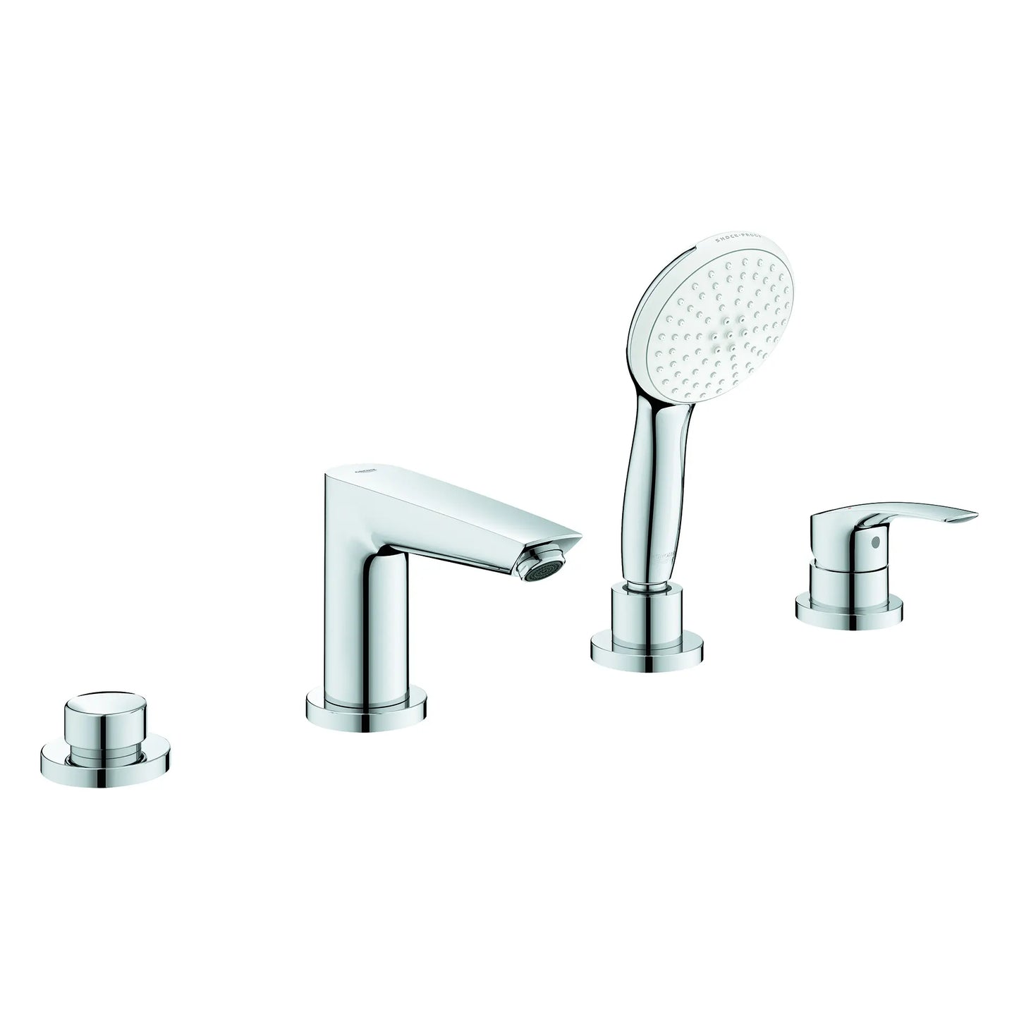 GROHE 25277003 Eurosmart 4-Hole Single Handle Deck Mount Roman Tub Faucet with 1.5 gpm Hand Shower - Chrome