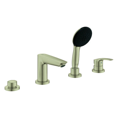GROHE 25277EN3 Eurosmart 4-Hole Single Handle Deck Mount Roman Tub Faucet with 1.5 gpm Hand Shower - Brushed Nickel