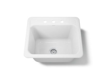KOHLER K-19017-3-0 Glen Falls 25" top-/undermount single-bowl utility sink - White