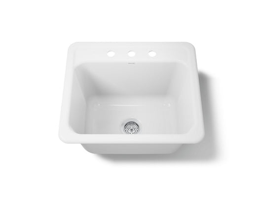 KOHLER K-19017-3-0 Glen Falls 25" top-/undermount single-bowl utility sink - White